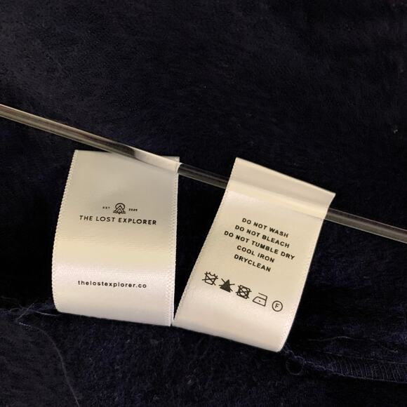 THE LOST EXPLORER Chest Size L Navy Distressed Wool  Cotton Shawl Jacket - Picture 7 of 7